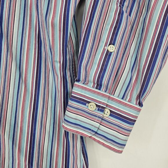 Vintage Polo Ralph Lauren Shirt Mens Sz 17.5 32 33 Striped Regent Custom Fit - Picture 3 of 11